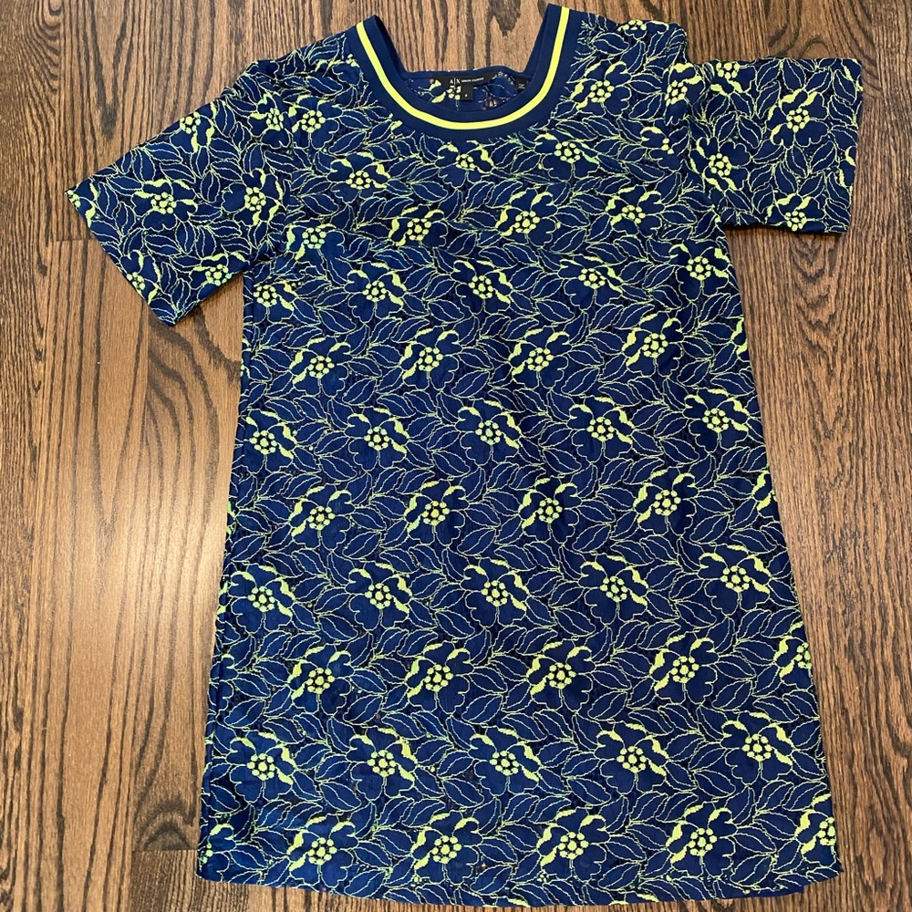 Armani Exchange Blue and green lace shirt dress